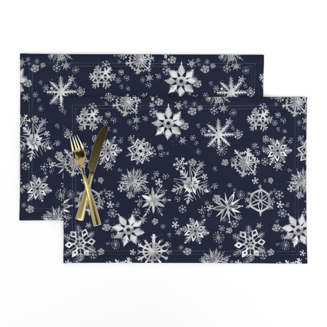 Snowflakes Placemats set of 2 Snowflakes by Ninoladesign Winter Snow