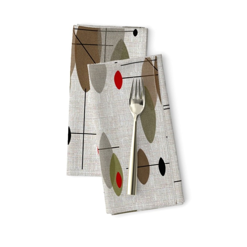 Mid-century Abstract Cloth Napkins by Spoonflower - Hanging Orbs by gigirn46aim/_com Mid-century Modern Dinner Napkins Set of 2