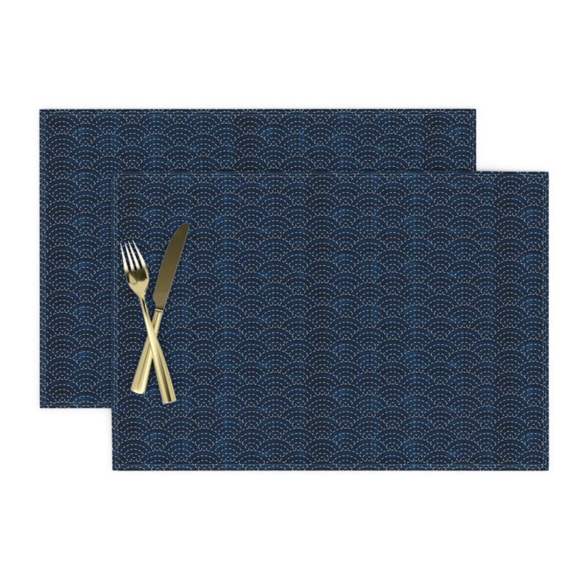 Japanese Placemats set of 2 Sashiko Seikaiha Ocean Waves Etsy