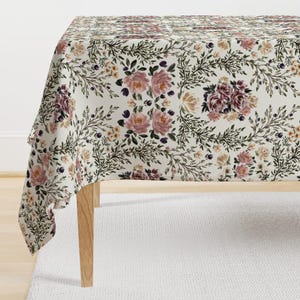Watercolor Floral Tablecloth - Fiona&#39;s Garden by sabinamariadesign - Romantic Rose Dusty Pink Cotton Sateen Tablecloth by Spoonflower