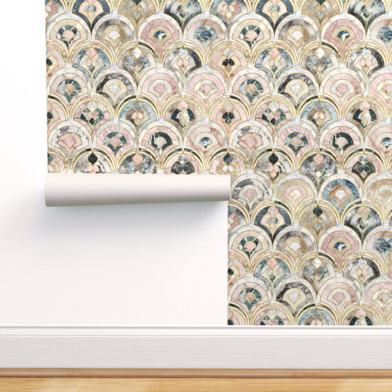 Art Deco Wallpaper Marble Art Deco Soft Pastels by micklyn | Etsy