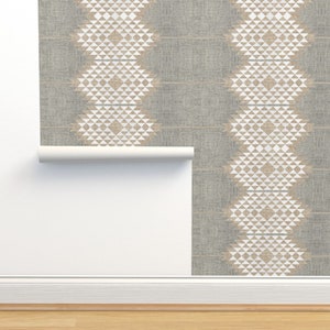 Neutrale geometrische ungeklebte Tapete - Atiz Diamond Large by holli_zollinger - Southwestern Geo Wallpaper Double Roll by Spoonflower