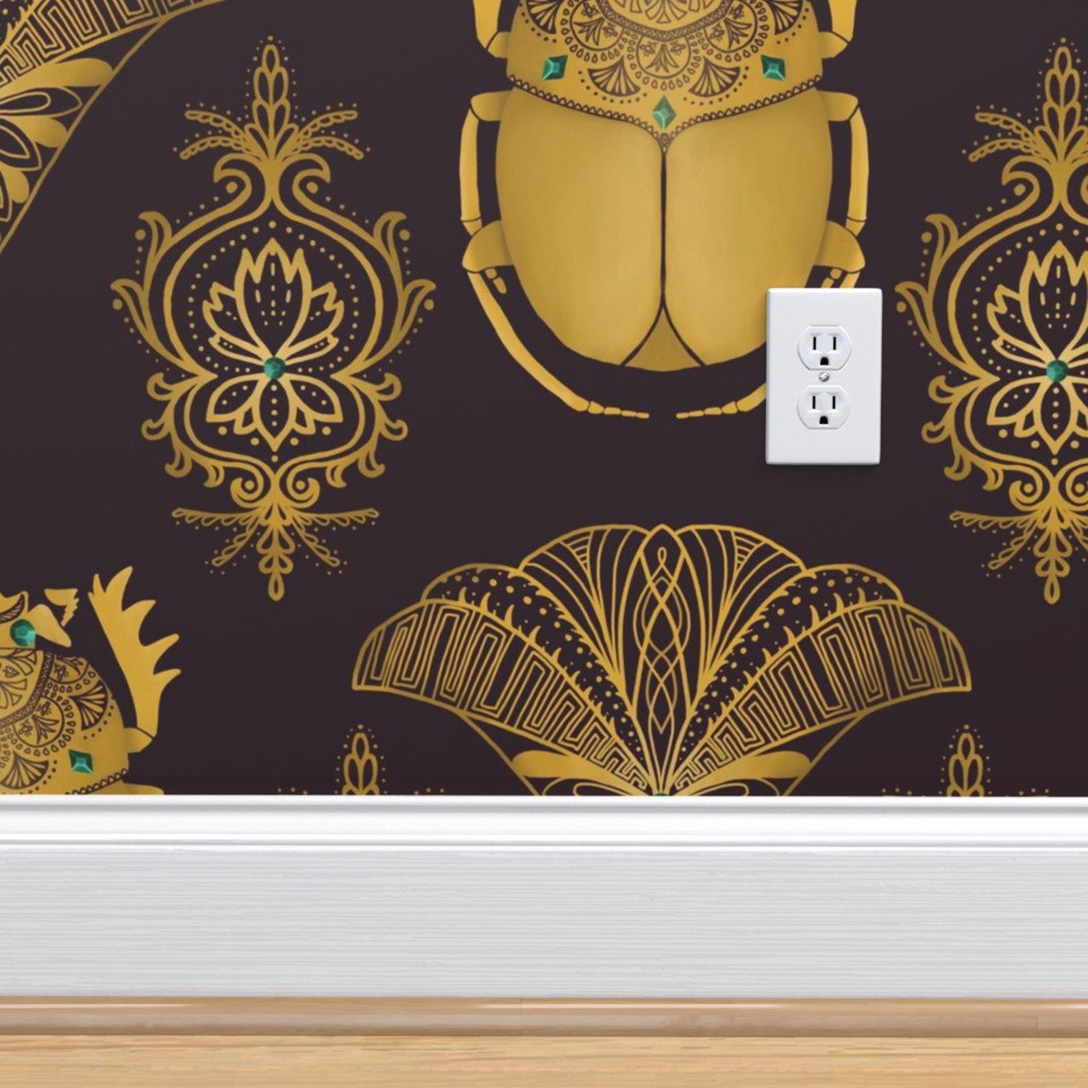 Egyptian Art Deco Commercial Grade Wallpaper Yellow Scarabs - Etsy