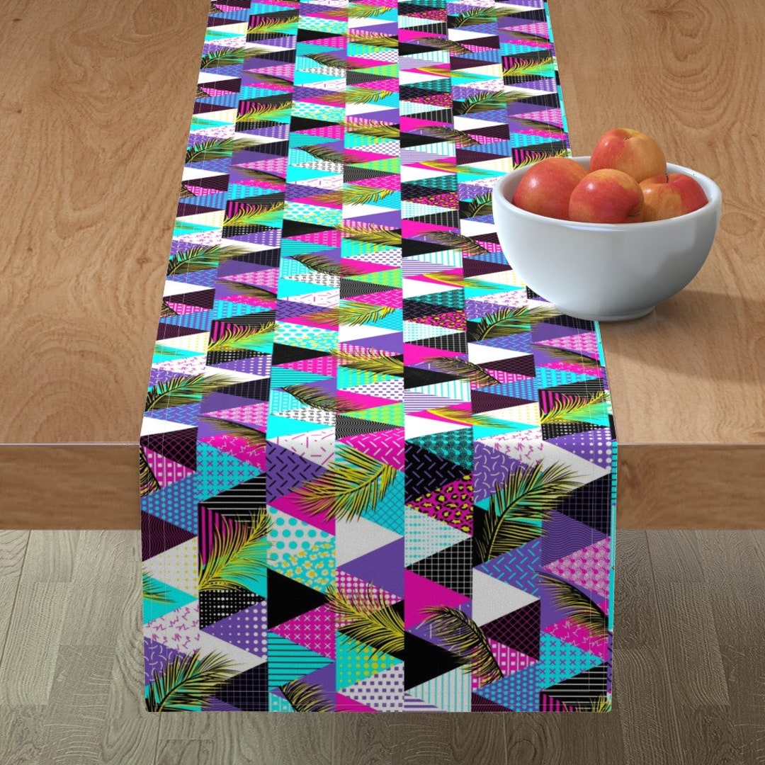 Geometric Table Runner 21s Century Memphis Style Neon by Etsy