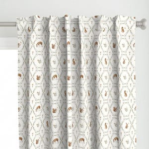 Neutral Woodland Curtain Panel - Woodland Animal by lr-studio - Deer Squirrel Baby Nursery Whimsical Custom Curtain Panel by Spoonflower