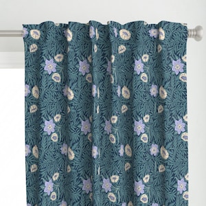 Arts And Crafts Curtain Panel - Willow Leaves by tarareed - Historical English Cottage Victorian Flowers Custom Curtain Panel by Spoonflower