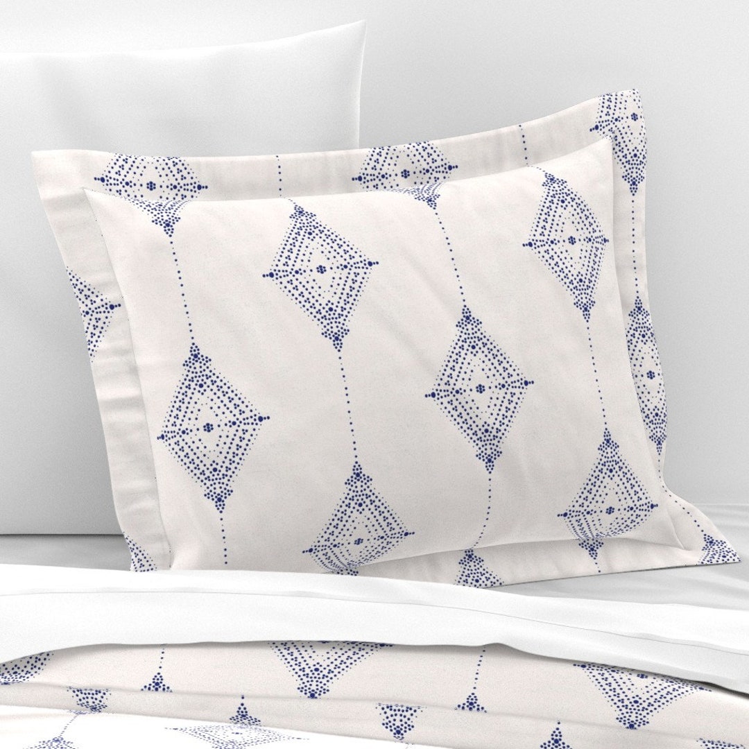 Indigo Pillow Sham Diamond Medallion Stripe by Etsy