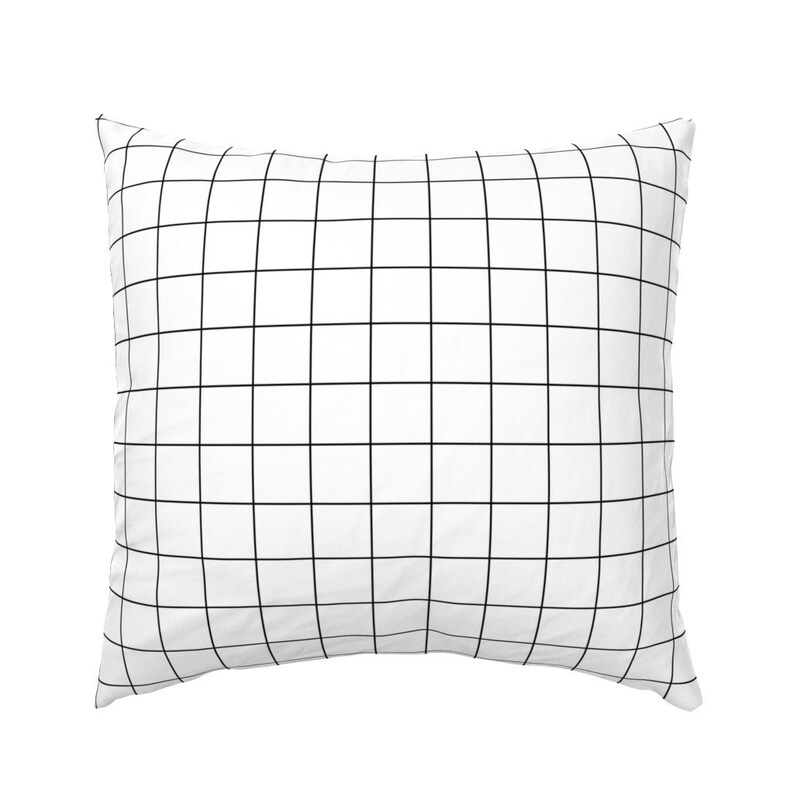Square Grid Pillow Sham Black and White Windowpane Grid Etsy