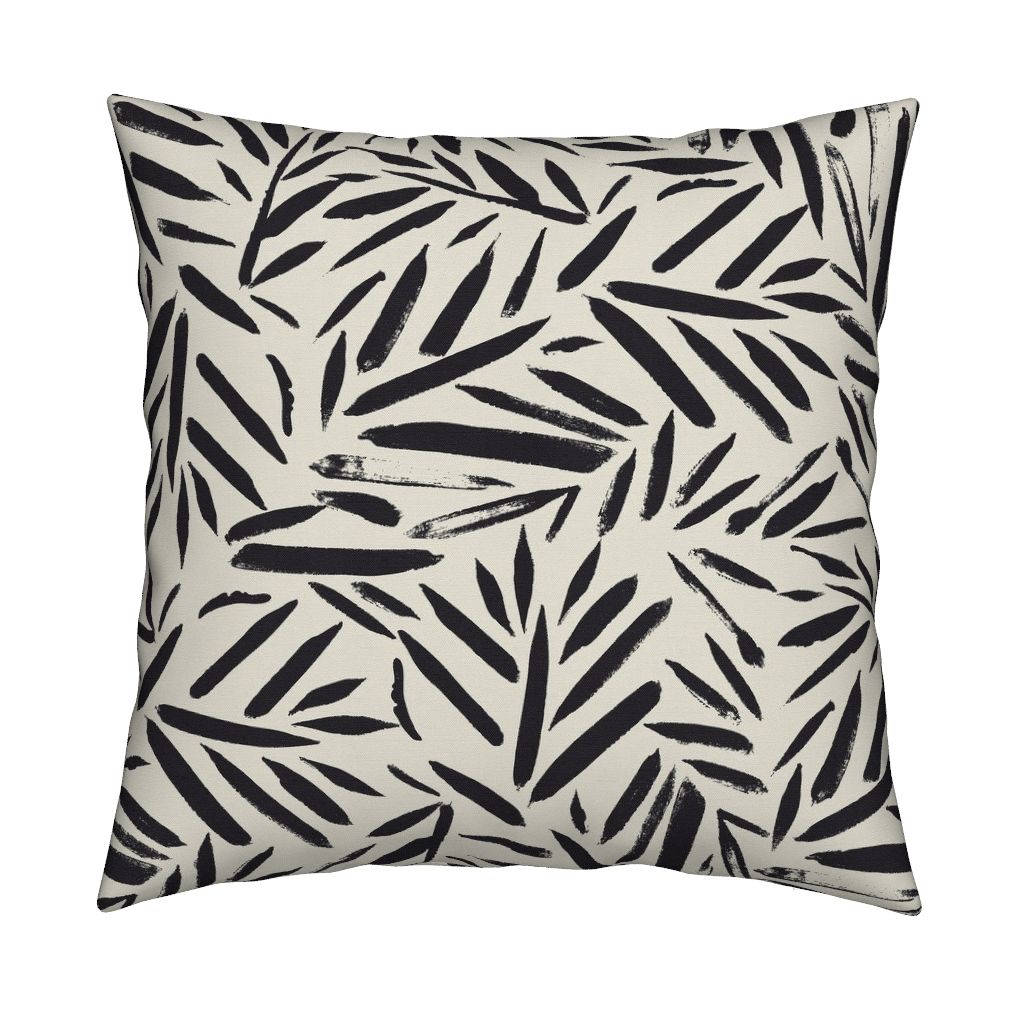 Black Abstract Leaf Throw Pillow Not So Black and White Etsy