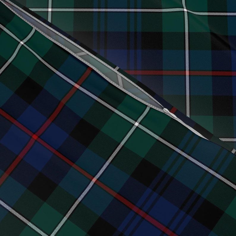 Blauw geruit beddengoed - Mackenzie Tartan van weavingmajor - Groen geruit rood geruit Schots katoenen satijnen dekbedovertrek OF kussenslopen afbeelding 5
