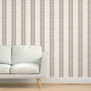 Neutral Preppy Textured Grasscloth Wallpaper - Clarabelle Brown by danika_herrick - Classic Stripe Natural Sisal Wallpaper Spoonflower