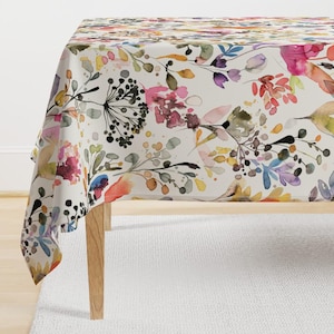 Mantel de acuarela - Wild Grasses Large de ninola-design - Mantel de satén de algodón con motivos botánicos y prados de Spoonflower