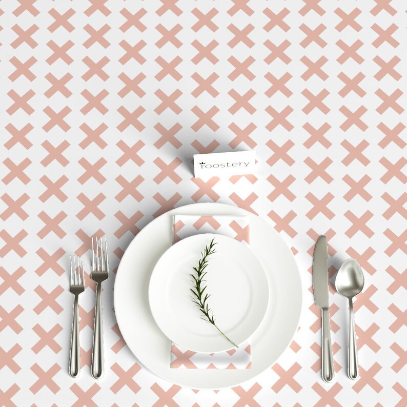 Peach Cross by elvelyckan Crosses Neutral Plus Sign Nursery Baby Modern Cotton Sateen Tablecloth by Spoonflower Geometric Tablecloth