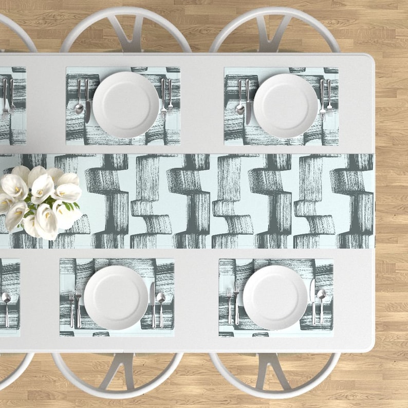 - Dry-brush-zag-slate by wren/_leyland Abstract Placemats Zigzag Cloth Placemats by Spoonflower Set of 4