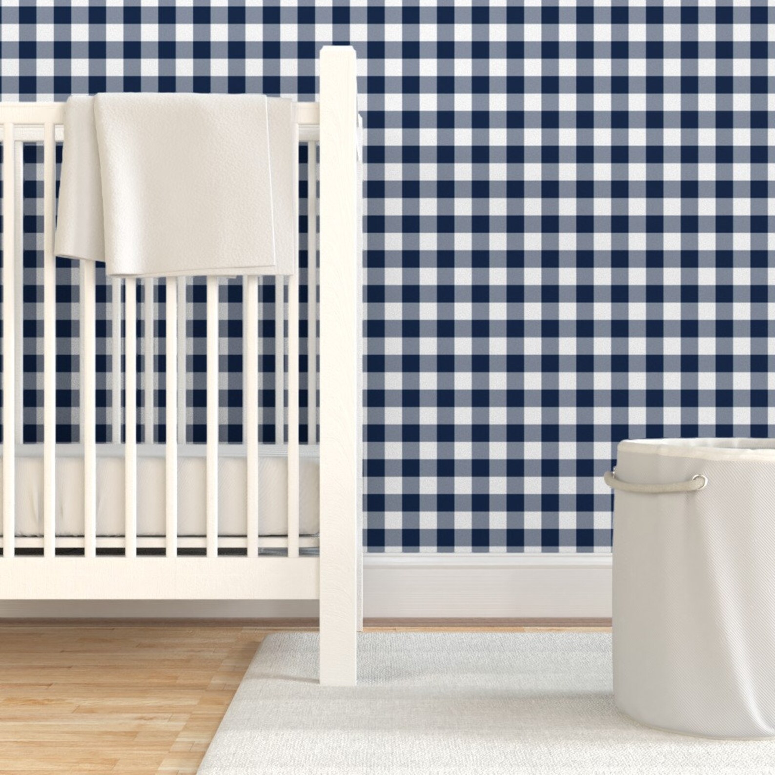 Navy Gingham Wallpaper 1 Navy & White Gingham Check by Etsy
