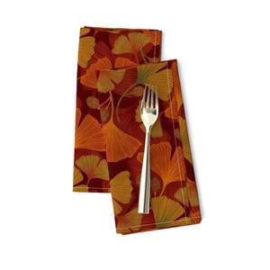 Fall Biloba Dinner Napkins (Set of 2) - Ginkgo Leaves by new_branch_studio - Autumn Leaves Medium Scale  Cloth Napkins by Spoonflower