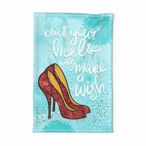 Shoes Tea Towel - Click Your Heels & Make A Wish by cynthiafrenette - Glitter Girly Girl Squad Linen Cotton Canvas Tea Towel by Spoonflower