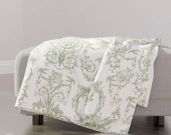 Coperta in tela damascata verde - Coperta in stile georgiano francese Regency, rococò e romantico, verde e bianco - Tela Capetingia di lilyoake