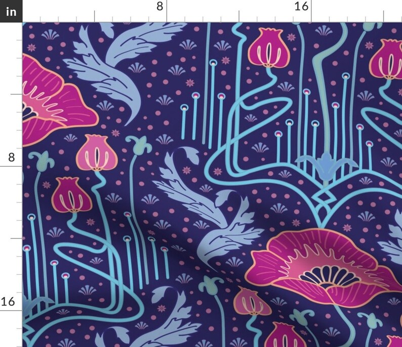 Jewel Tone Duvet Cover Art Nouveau Poppy by Bamokreativ Etsy