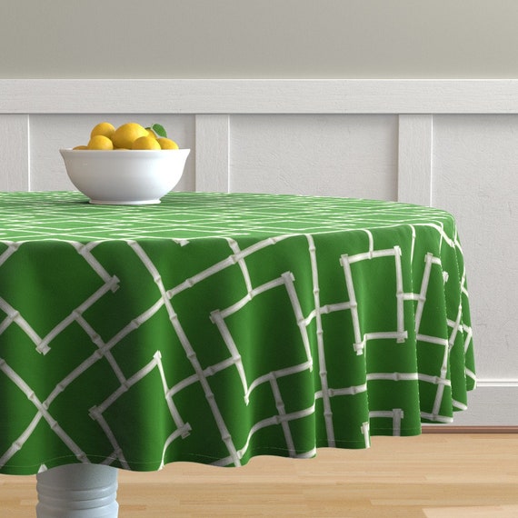 Set of 2 - Osaka Bamboo Trellis In Green by willowlanetextiles Trellis Dinner Napkins Chinoiserie Asian Cloth Napkins by Spoonflower