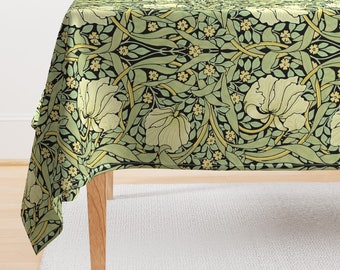 Victorian Floral Tablecloth - Pimpernel by peacoquettedesigns - Vintage Style Morris Inspired Damask Cotton Sateen Tablecloth by Spoonflower