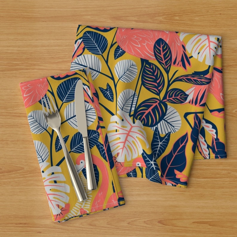 Tropical Coral Dinner Napkins Set of 2 Coral Gables Etsy