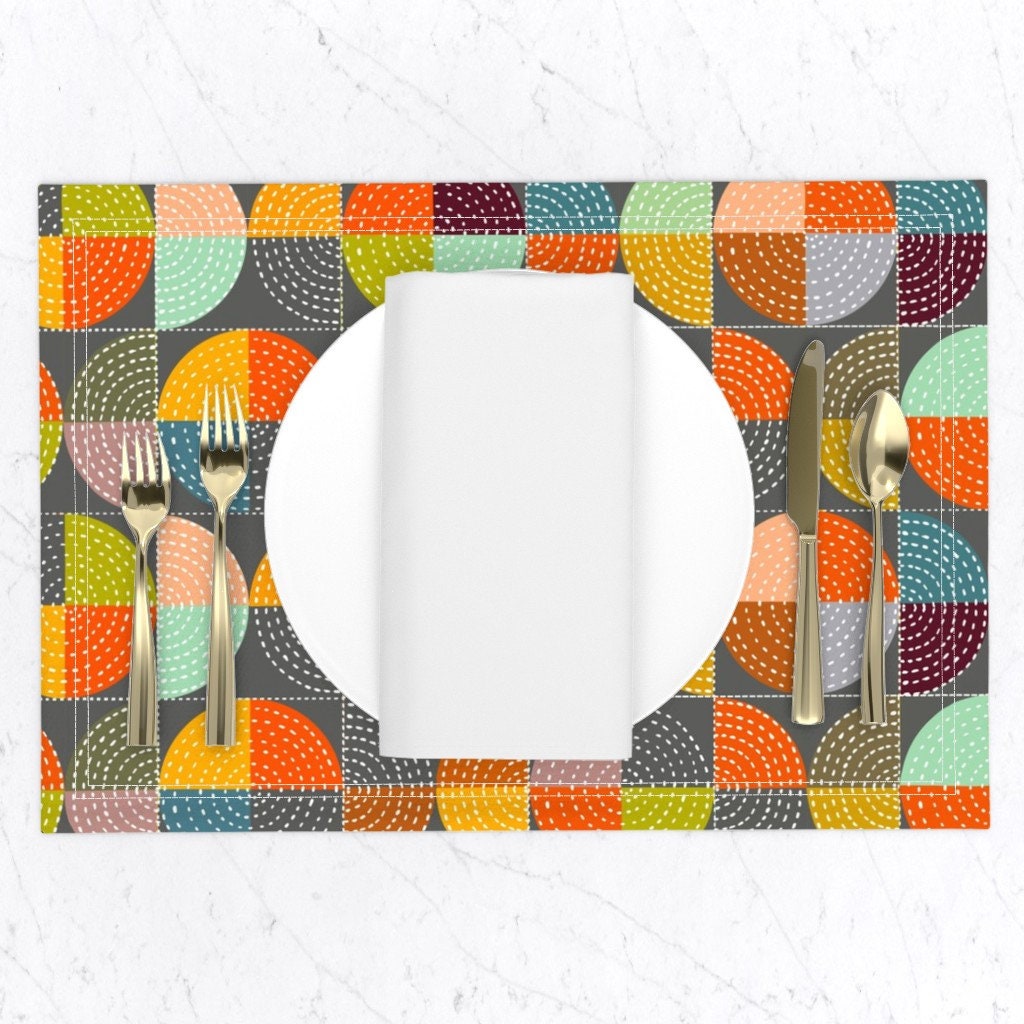 Mid Century Modern Placemats Set of 2 Patchwork by Etsy