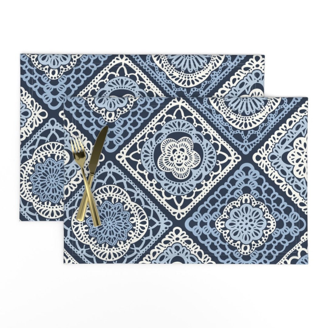 Lace Placemats set of 2 Cozy Granny Squares by Patricia_lima Crochet