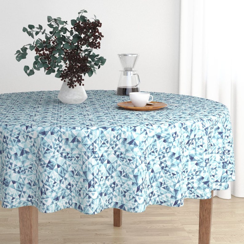 Geometric Round Tablecloth Watercolor Triangles by elizabethatlas Watercolor Abstract Cotton Sateen Circle Tablecloth by Spoonflower