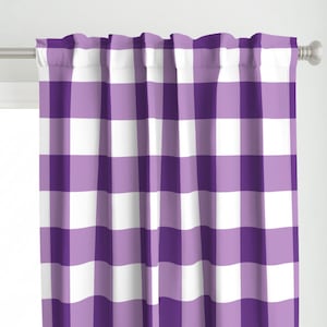 Geruit gordijnpaneel - Buffalo Check In Purple van domesticate - Gingham Plaid Paars Wit aangepast gordijnpaneel voor kinderen van Spoonflower