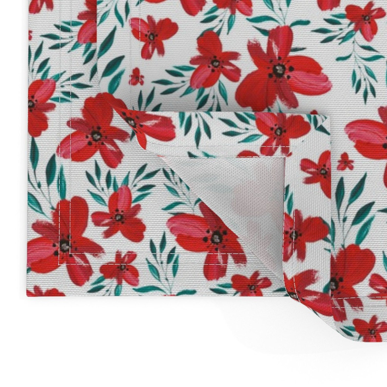 Red Chirstmas Floral Placemats set of 2 Festive Florals by Etsy