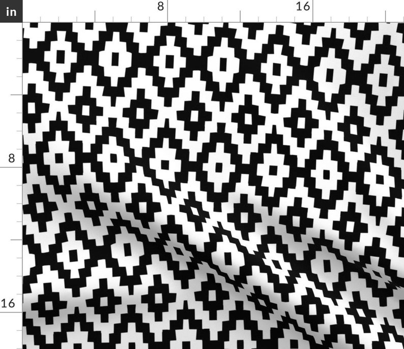 Kilim by gomboc Geometric Tribal Table Runner Black And White Kilim Inspired Cotton Sateen Table Runner by Spoonflower