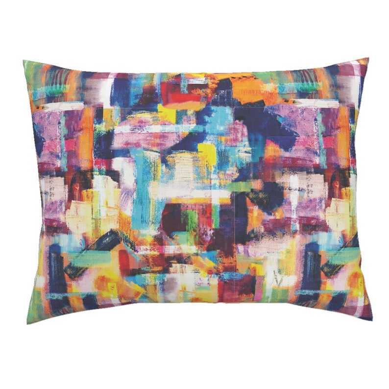 Colorful Bauhaus Pillow Sham Bauhaus Abstract by jenflorentine Abstract Brushstroke Cotton Sateen Pillow Sham Bedding by Spoonflower