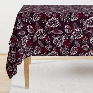 Christmas Tablecloth - Festive Forest - Burgundy Large Scale by heatherdutton - Holiday Nature Cotton Sateen Tablecloth by Spoonflower