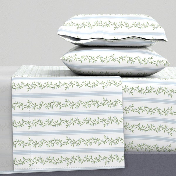 Sage Green and Blue Bedding - Etsy