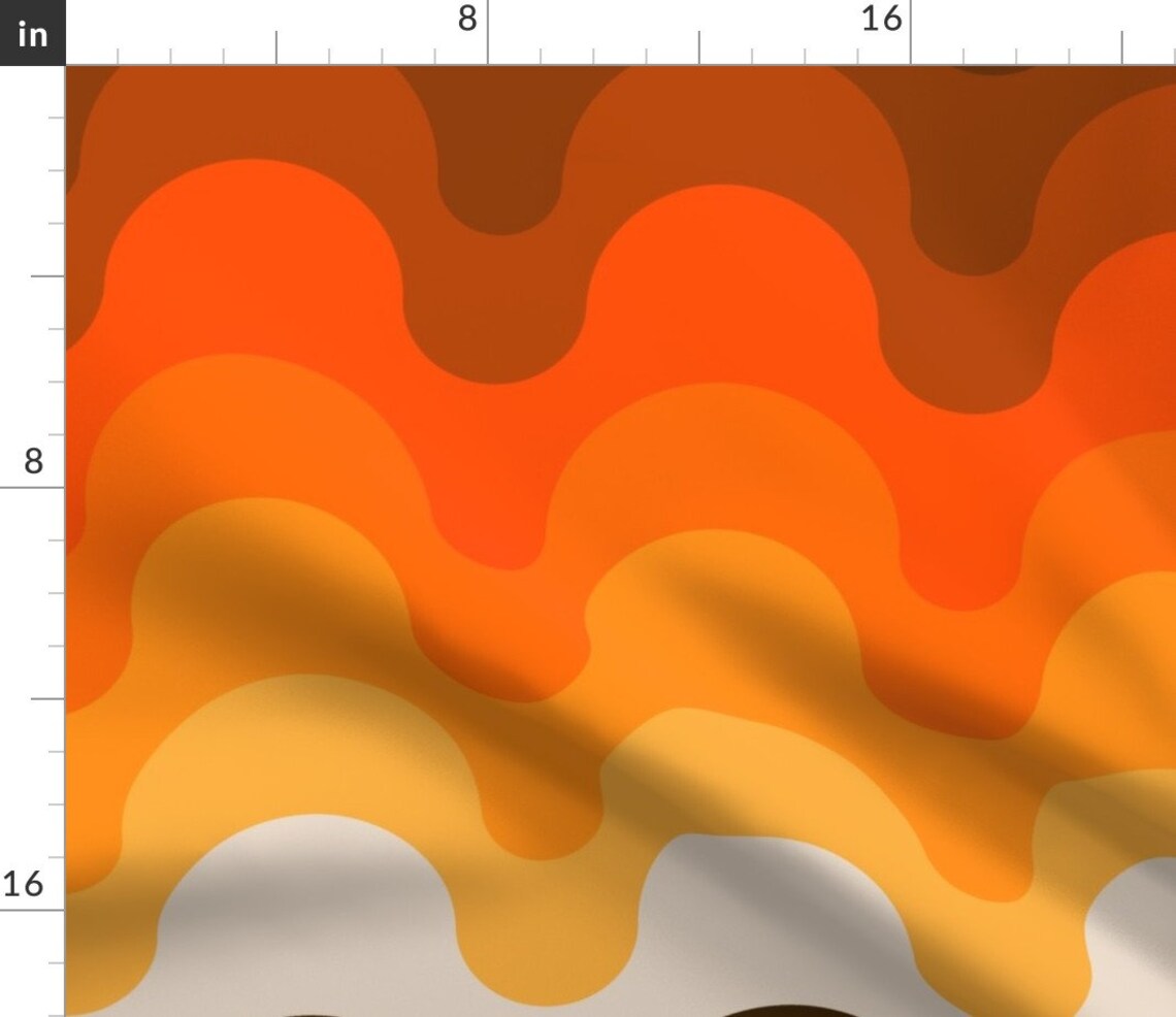 Retro Abstract Curtain Panel Golden Orange 1970s by Etsy