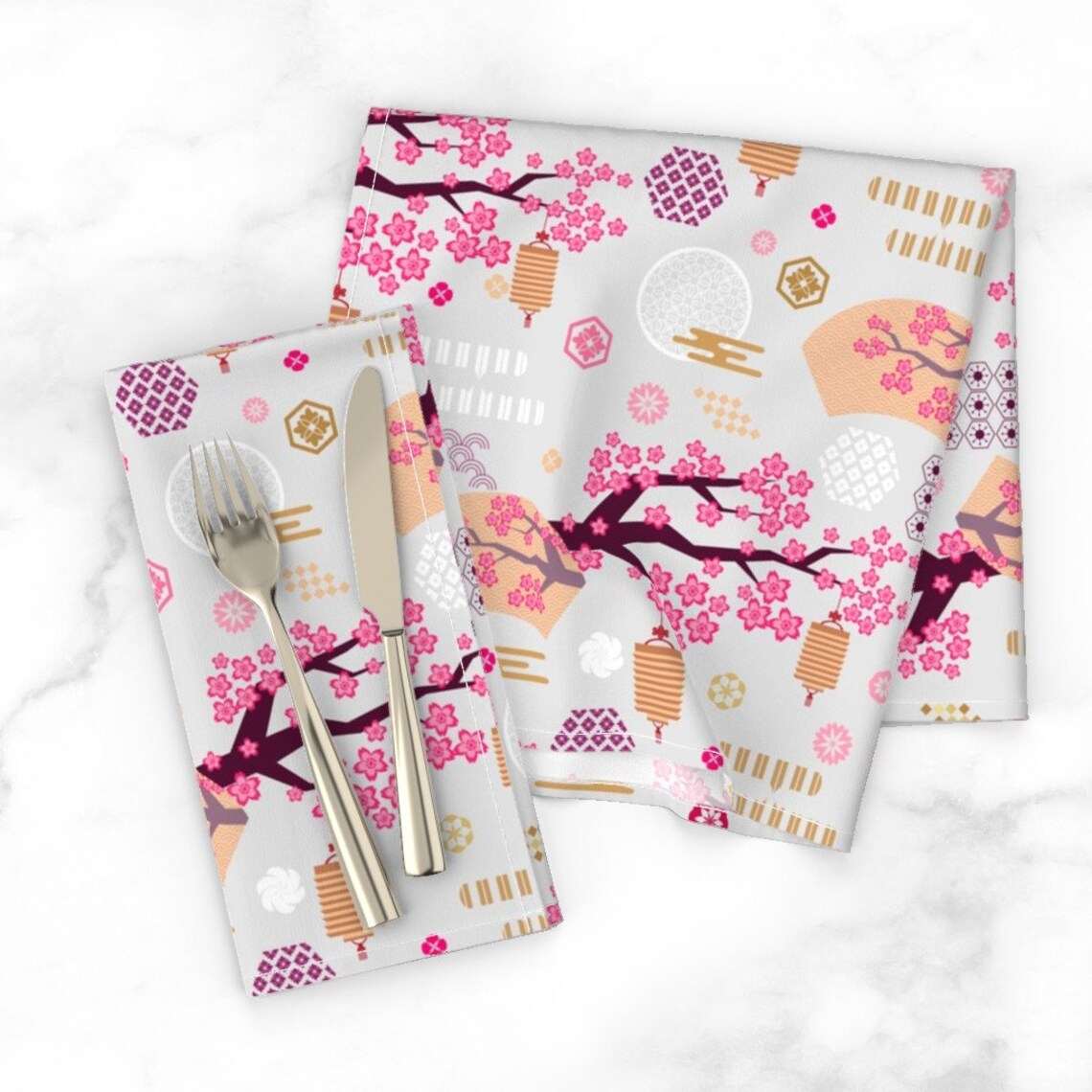 Asian Dinner Napkins Set of 2 Japanese Pattern by Etsy