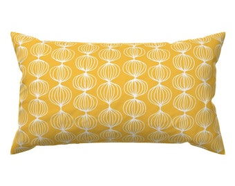 Yellow Orange Accent Pillow - Mod Ogee - Yellow Orange by kristinnohe - Yellow And White Ogee Rectangle Lumbar Throw Pillow by Spoonflower
