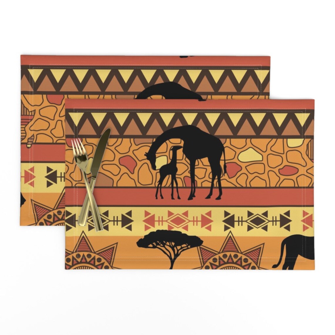African Safari Placemats set of 2 Safari Isle Style by Etsy