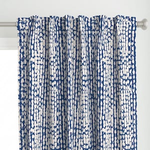 Blue And White Curtain Panel - Shibori Dot Stripe by exotic_vector - Modern Nautical Dots Stripes  Custom Curtain Panel by Spoonflower