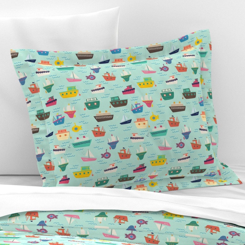 Baby Pillow Sham Boaty Boat Boats by Owendavid Nursery Etsy