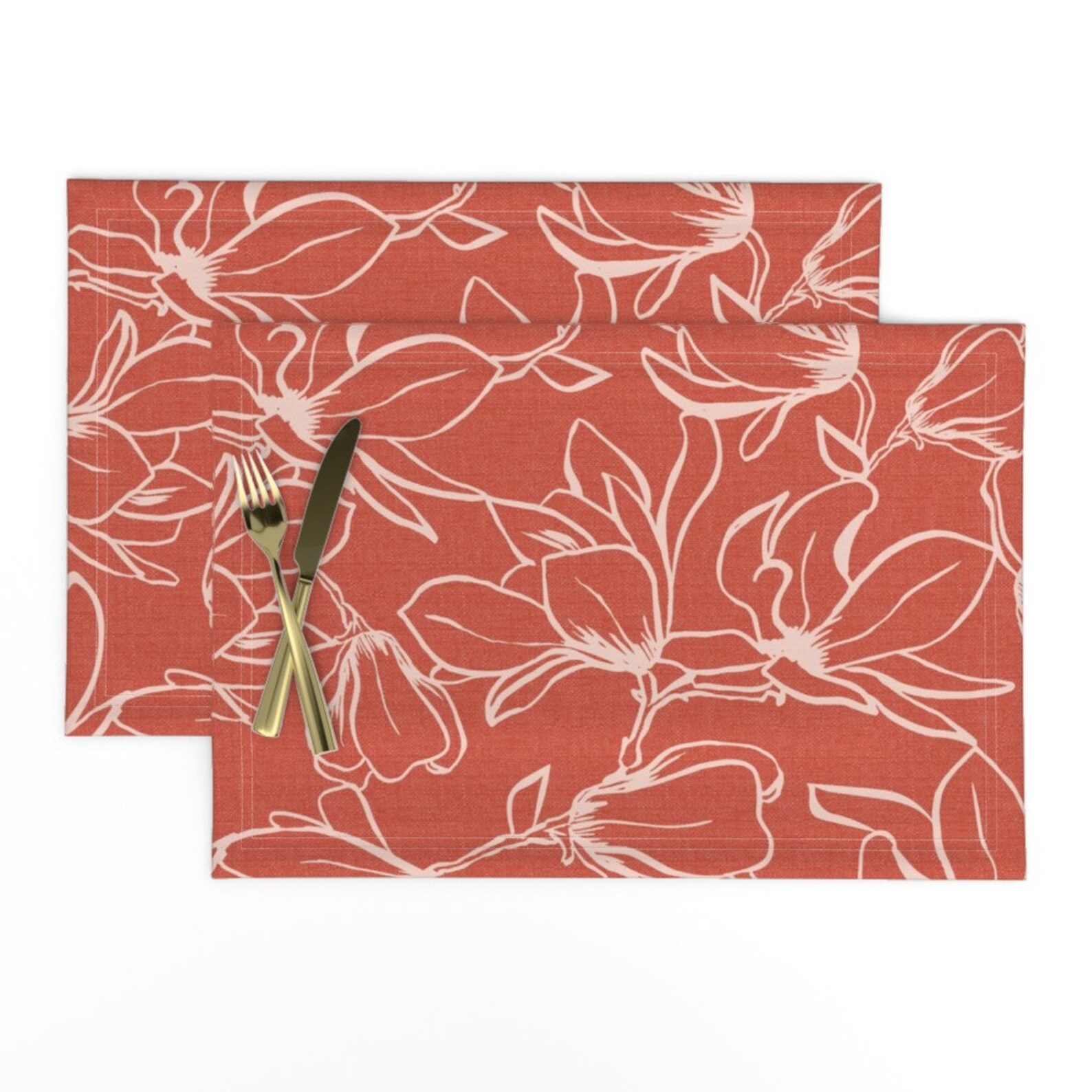 Large Scale Floral Placemats set of 2 Magnolia Garden by Etsy