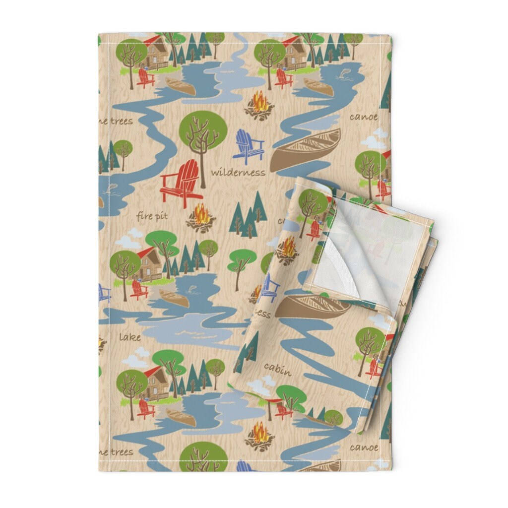 Camping Tea Towels set of 2 Day at the Lake by Etsy UK