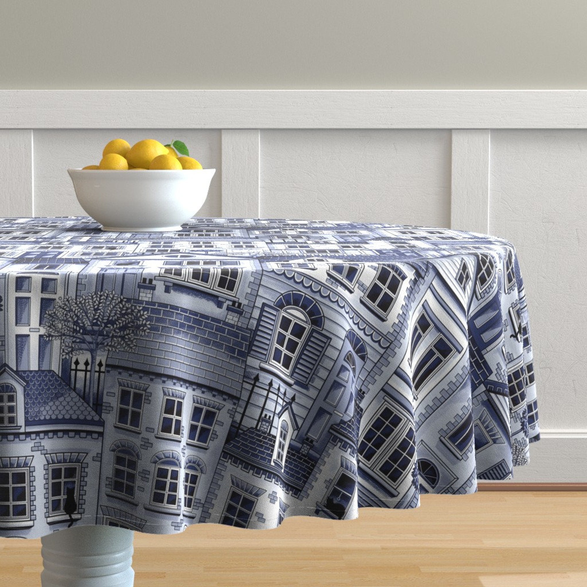 Houses Round Tablecloth