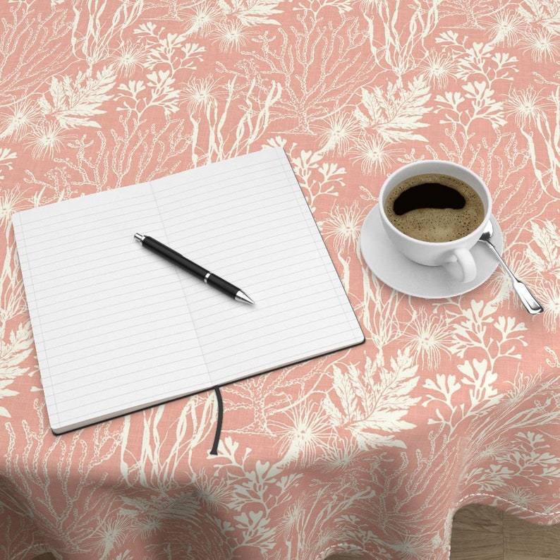 Ocean Cotton Sateen Circle Tablecloth by Spoonflower Poseidon Coral by littlerhodydesign Seaweed Round Tablecloth