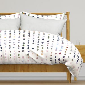Modern Dots Bedding - Painted Dots by jenflorentine - Abstract Stripes Simple Lines Large Scale Cotton Sateen Duvet Cover OR Pillow Shams