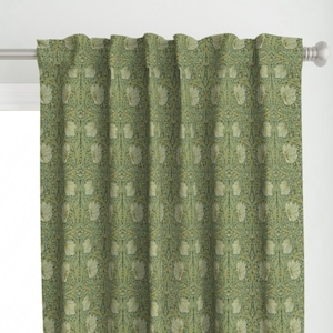 Sage Gree Curtain Panel - William Morris Pimpernel by peacoquettedesigns -  Botanical William Morris Custom Curtain Panel by Spoonflower