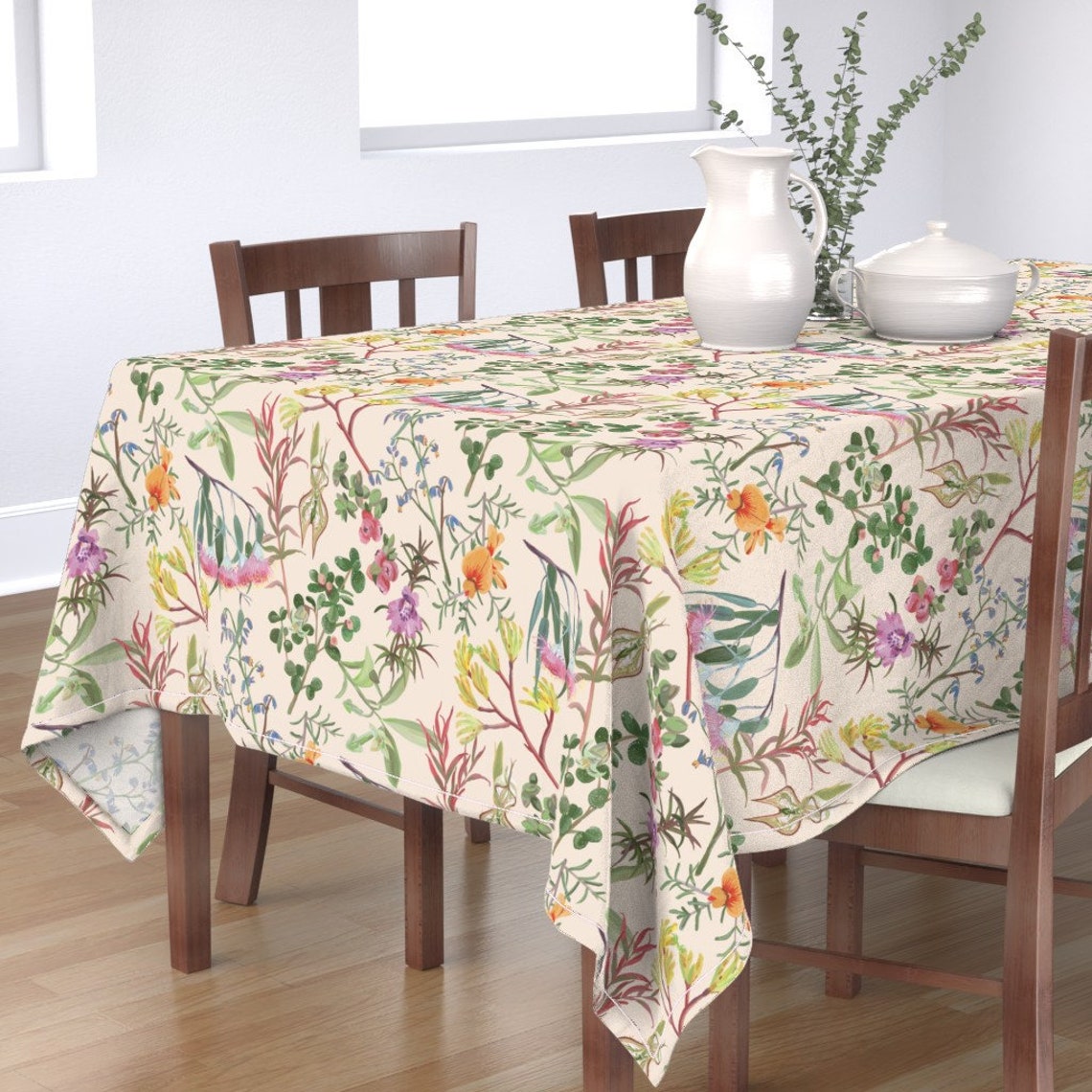 Vintage Style Floral Tablecloth Australian Flora by Etsy