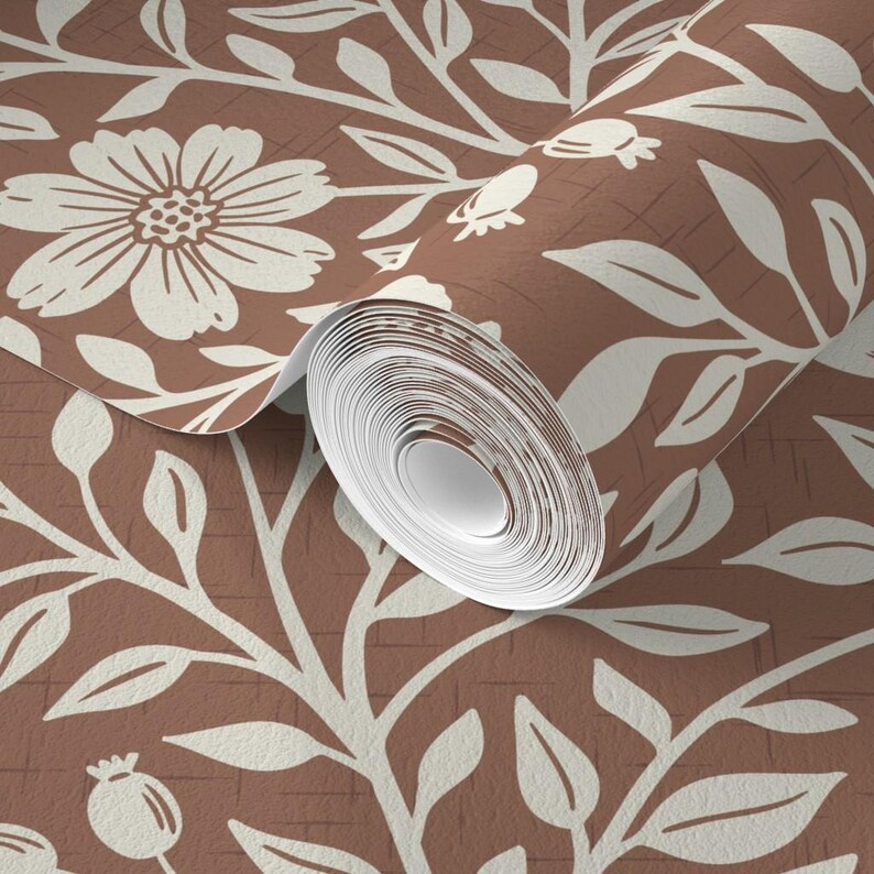 Rustic Farmhouse Non-Pasted Wallpaper Floral Cottagecore Cabincore - Cabincore Floral by little_forest_atelier Wallpaper by Spoonflower image 4