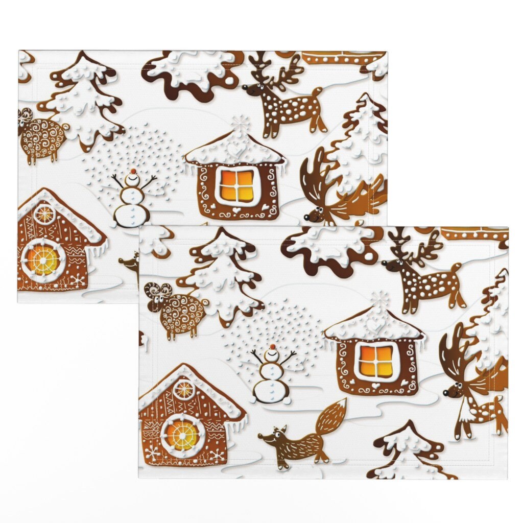 Winter Wonderland Placemats set of 2 Gingerbread Winter by Etsy